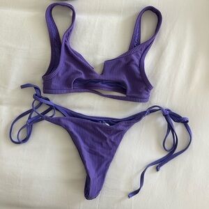 Frankie’s Bikinis Grape Swimsuit set, Top XS, Bottoms L (fits an XS/S)